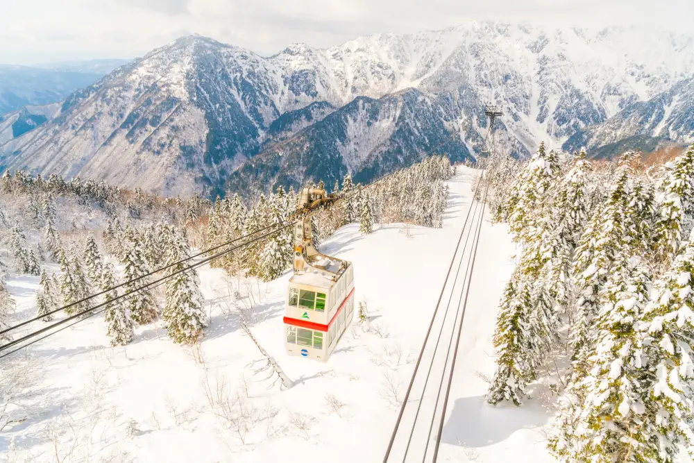冬季日本雪山與粉雪景色